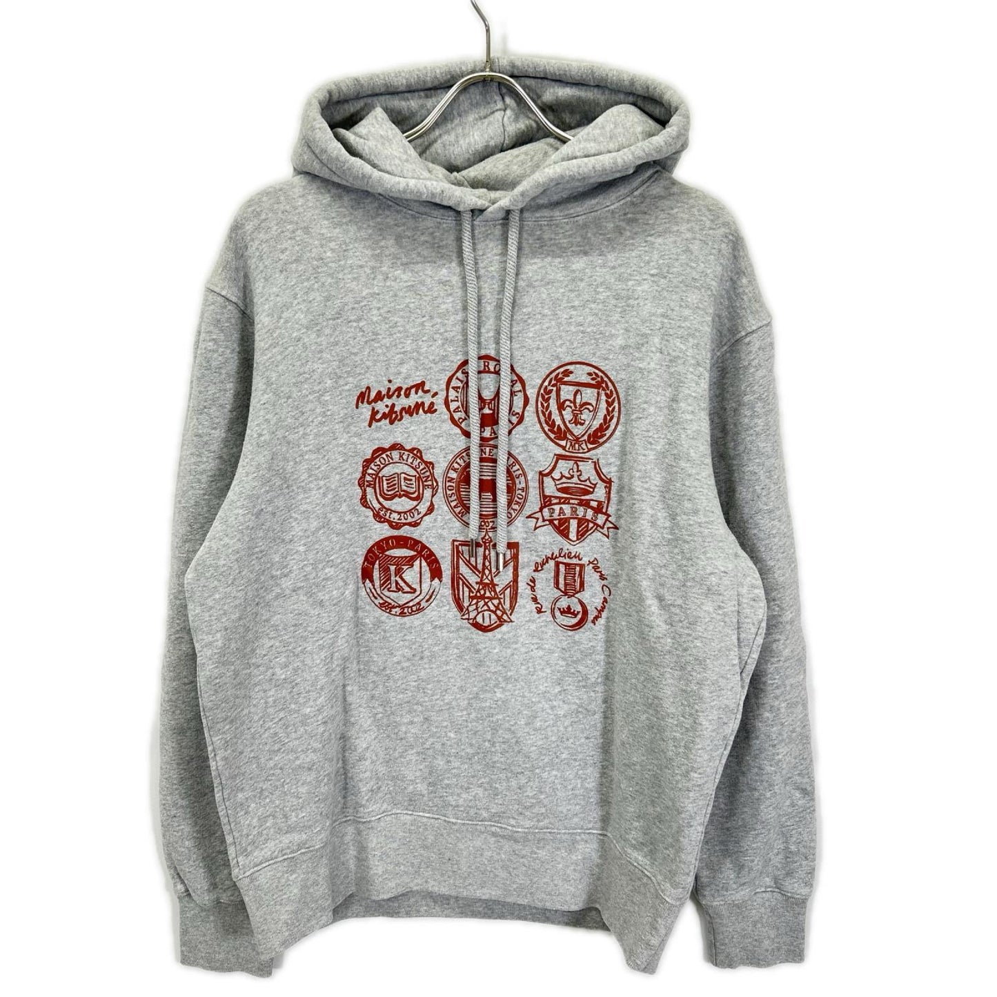 MAISON KITSUNE Cotton Pullover Hoodie Gray Size M