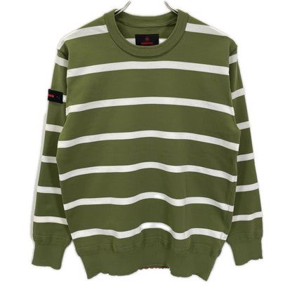 BRIEFING Green Stripe Crewneck Knit Pullover Size M