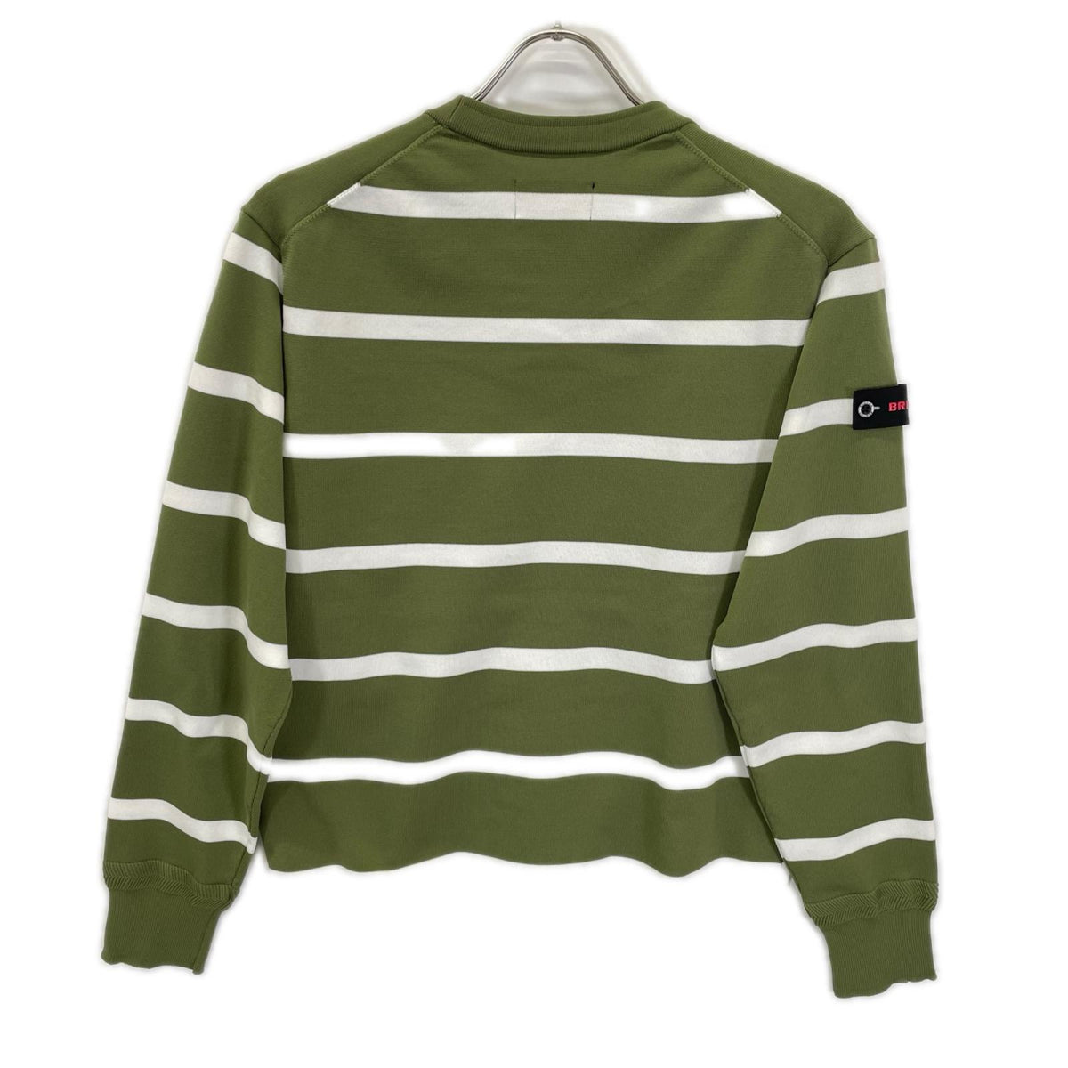BRIEFING Green Stripe Crewneck Knit Pullover Size M