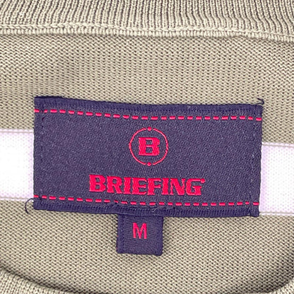 BRIEFING Green Stripe Crewneck Knit Pullover Size M