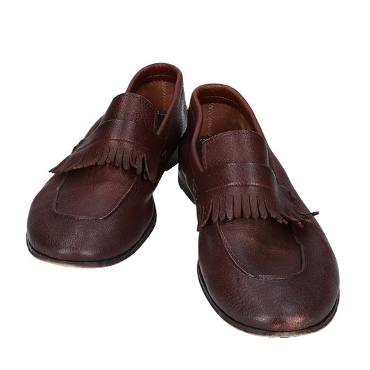 HENDERSON Leather Fringe Kilt Loafers Brown Size EU 41