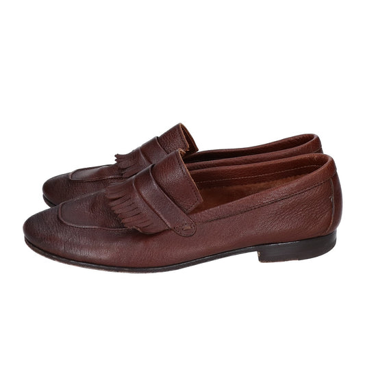 HENDERSON Leather Fringe Kilt Loafers Brown Size EU 41