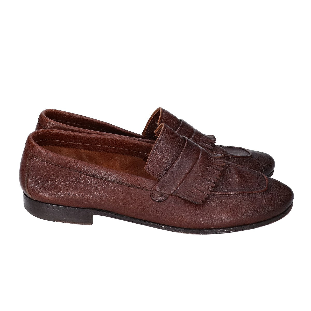 HENDERSON Leather Fringe Kilt Loafers Brown Size EU 41
