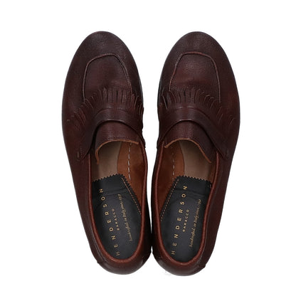 HENDERSON Leather Fringe Kilt Loafers Brown Size EU 41