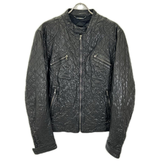 DOLCE&GABBANA G9Q30L Lamb Leather Jacket Black Size 52
