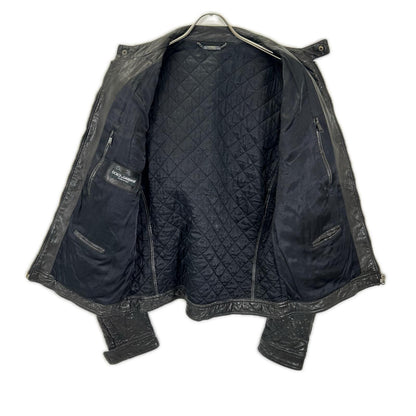 DOLCE&GABBANA G9Q30L Lamb Leather Jacket Black Size 52
