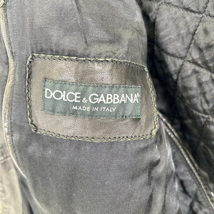 DOLCE&GABBANA G9Q30L Lamb Leather Jacket Black Size 52