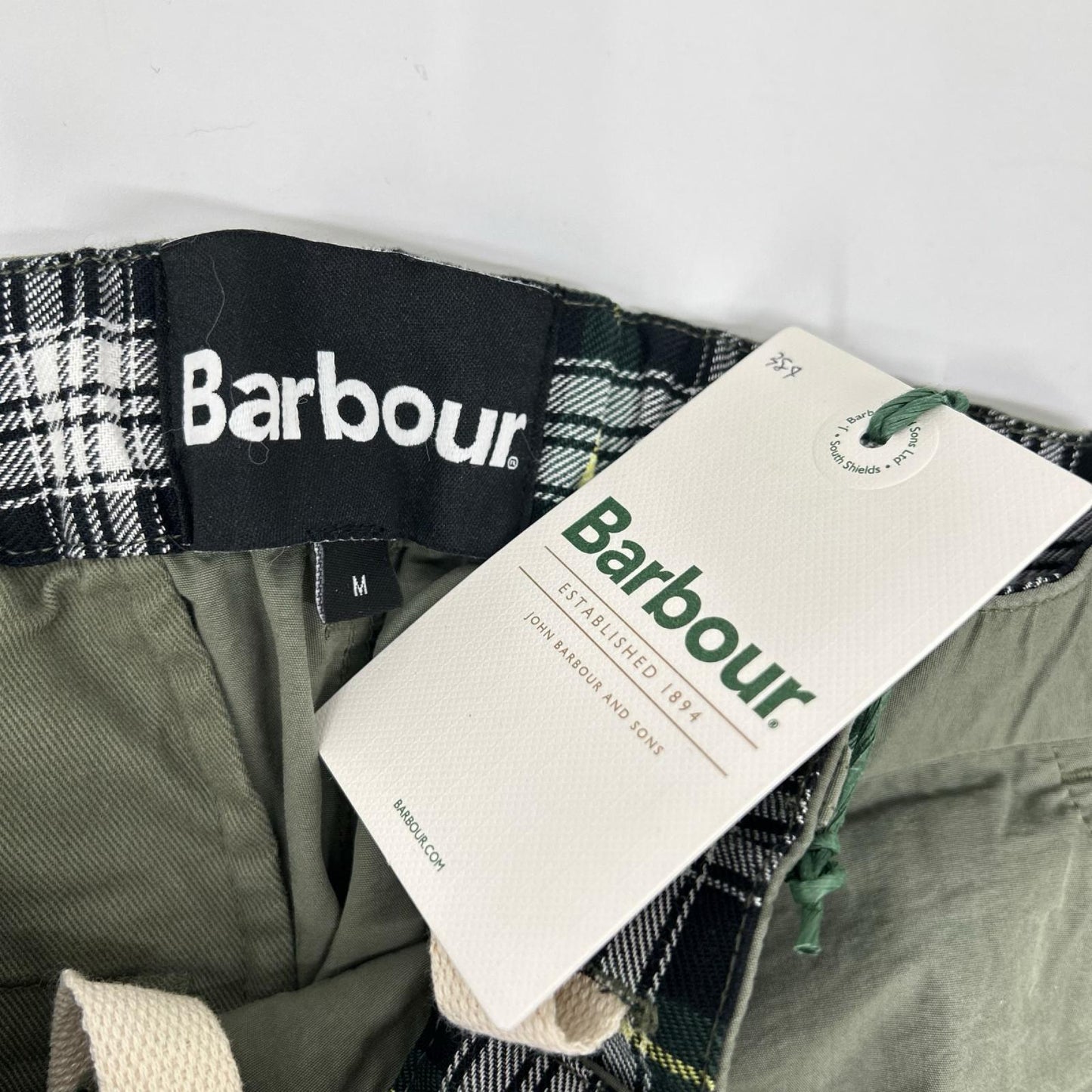 Barbour Spey Poplin Short Cotton Pants Khaki Size M