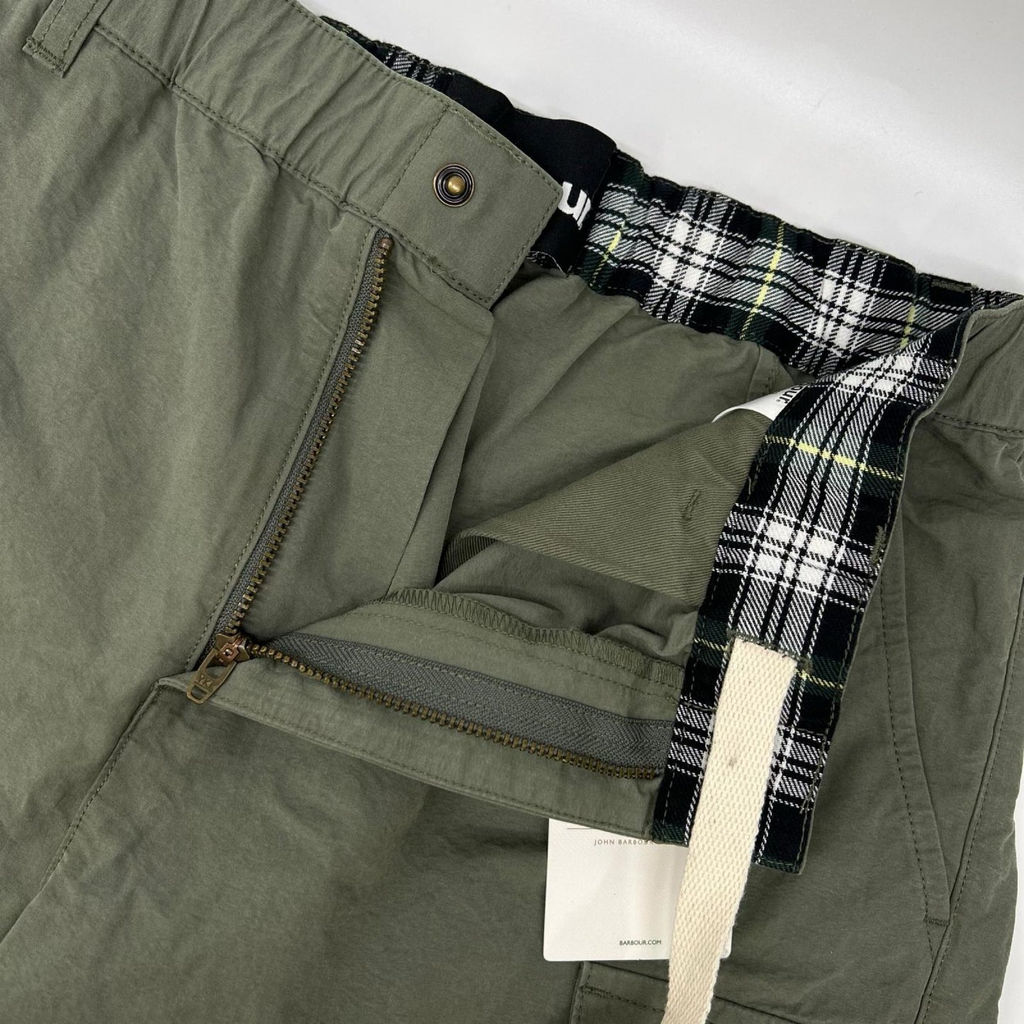 Barbour Spey Poplin Short Cotton Pants Khaki Size M