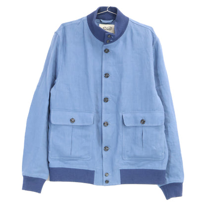 VALSTARINO Linen Blouson Jacket Dark Blue Size 50