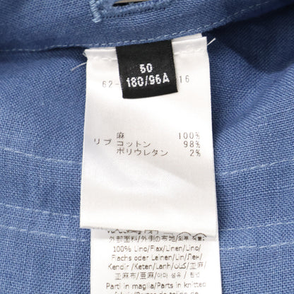 VALSTARINO Linen Blouson Jacket Dark Blue Size 50