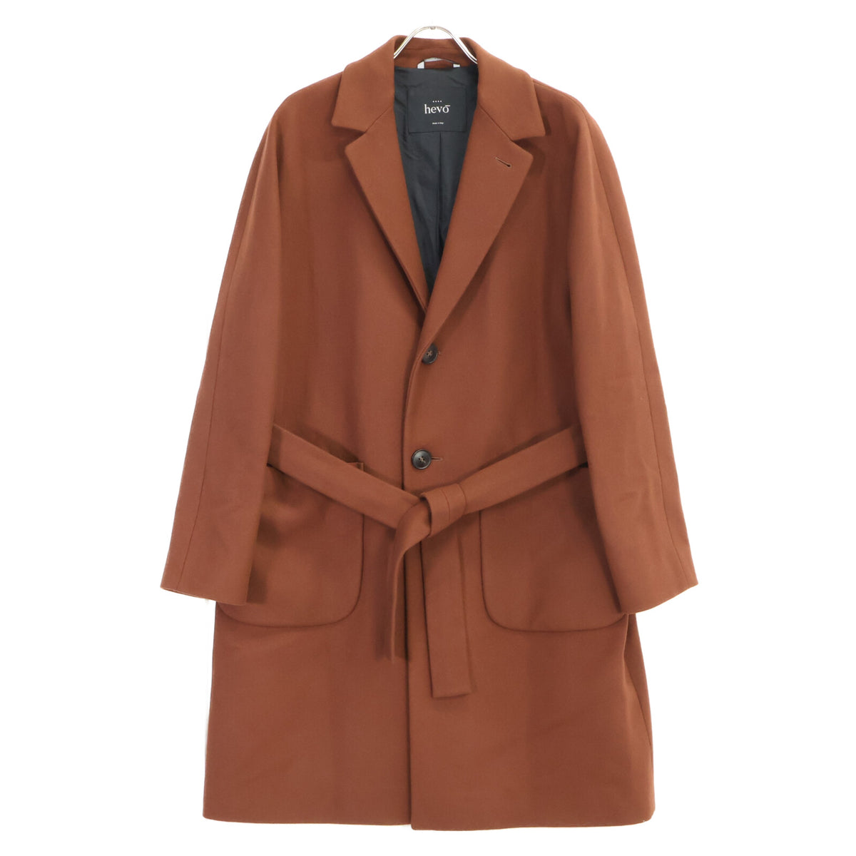 Hevo HCON Wool Blend Belted Chester Coat Brown Size 48