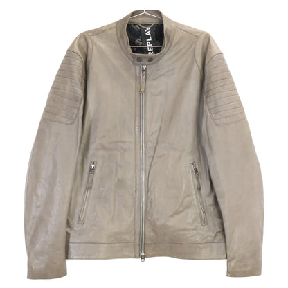 Replay M8246 Lamb Leather Single Rider Jacket Gray Size XL