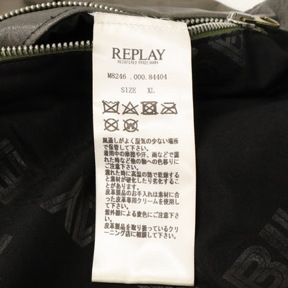 Replay M8246 Lamb Leather Single Rider Jacket Gray Size XL