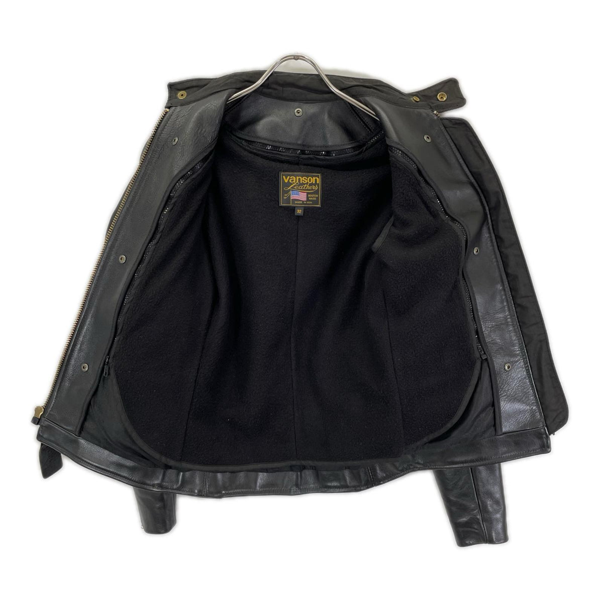 VANSON Type B Cowhide Single Rider's Jacket Black Size 32