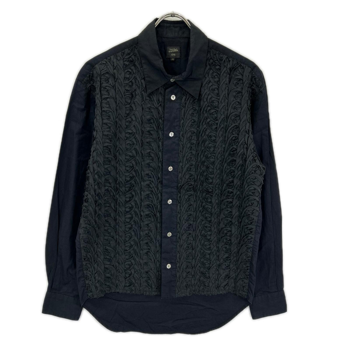 Jean Paul GAULTIER HOMME Black Frill Design Shirt Size 48