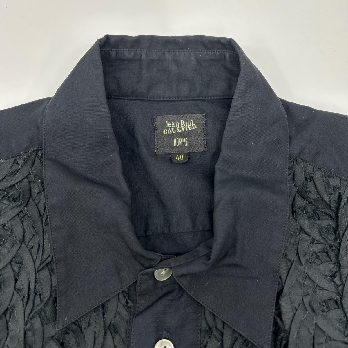 Jean Paul GAULTIER HOMME Black Frill Design Shirt Size 48