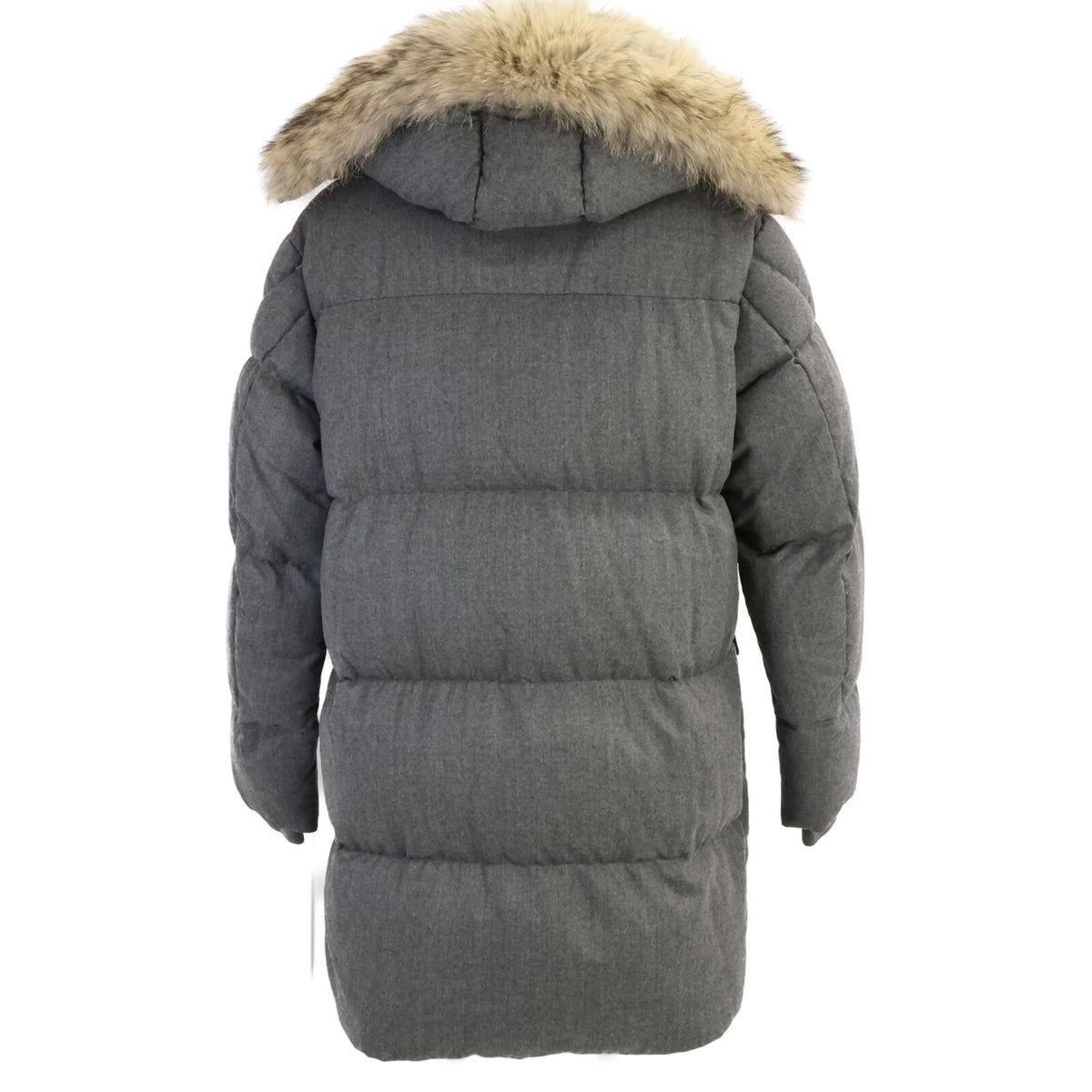 MONCLER 21AW VILAINE Fur Long Wool Down Coat Gray Size 4