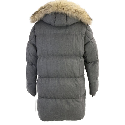MONCLER 21AW VILAINE Fur Long Wool Down Coat Gray Size 4
