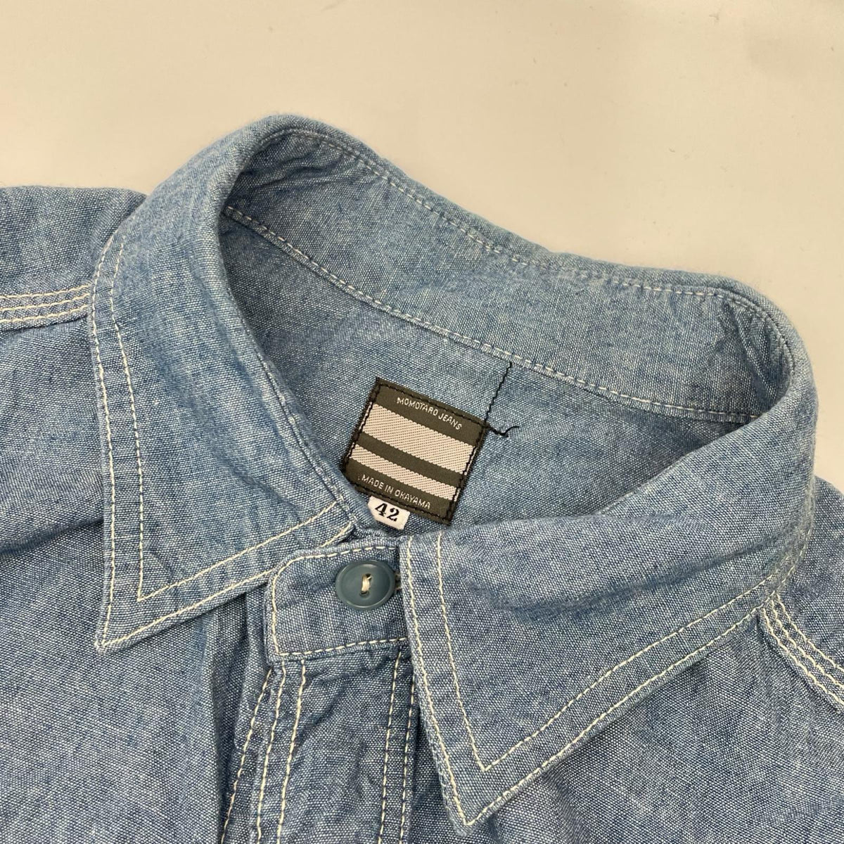 Momotaro Jeans Light Blue Shutsujin Work Shirt Size 42