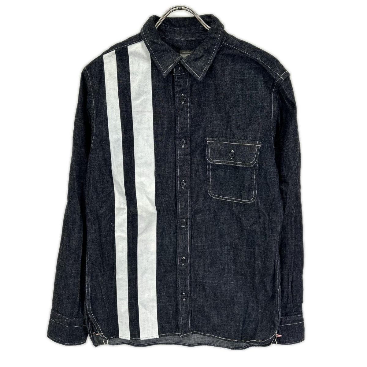 Momotaro Jeans Indigo Vertical Line Denim Work Shirt Size 40
