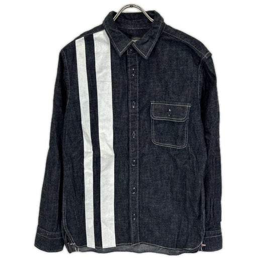 Momotaro Jeans Indigo Vertical Line Denim Work Shirt Size 40