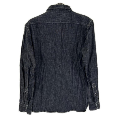Momotaro Jeans Indigo Vertical Line Denim Work Shirt Size 40