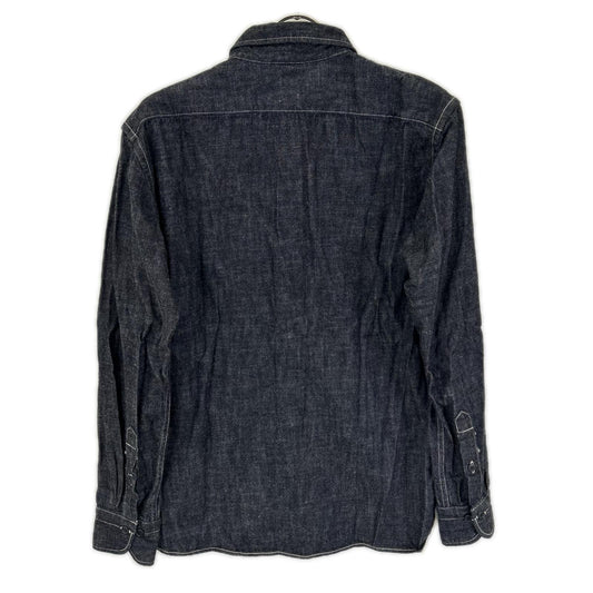 Momotaro Jeans Indigo Vertical Line Denim Work Shirt Size 40