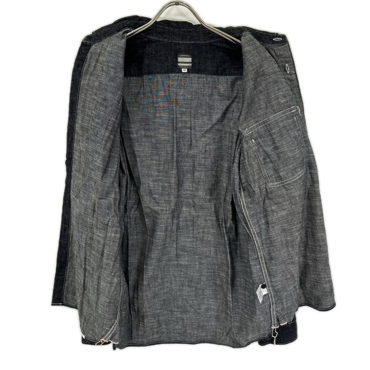 Momotaro Jeans Indigo Vertical Line Denim Work Shirt Size 40