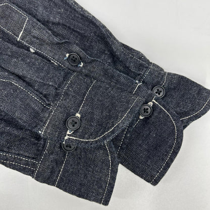 Momotaro Jeans Indigo Vertical Line Denim Work Shirt Size 40