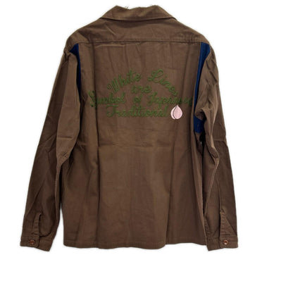 Momotaro Jeans Brown Back Embroidered Bowling Shirt Size 42