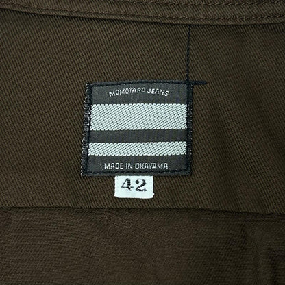 Momotaro Jeans Brown Back Embroidered Bowling Shirt Size 42