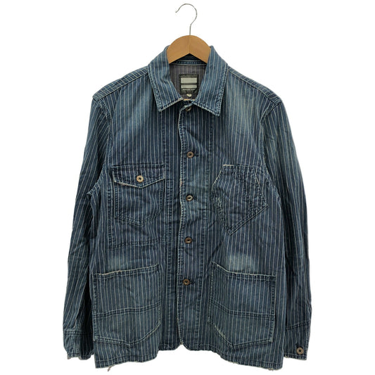 Momotaro Jeans Indigo Hickory Stripe Coverall Jacket Size 40