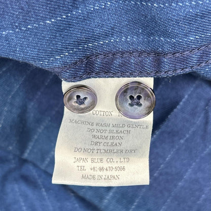 Momotaro Jeans Indigo Dot Wabash Stripe B.D. Shirt Size 40