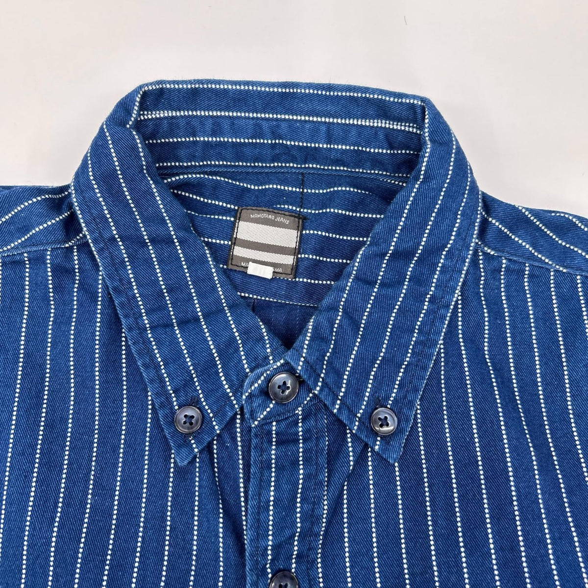 Momotaro Jeans Indigo Dot Wabash Stripe B.D. Shirt Size 40