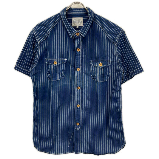 STUDIO D'ARTISAN 5532 Wabash Stripe Short Shirt Blue Size XL