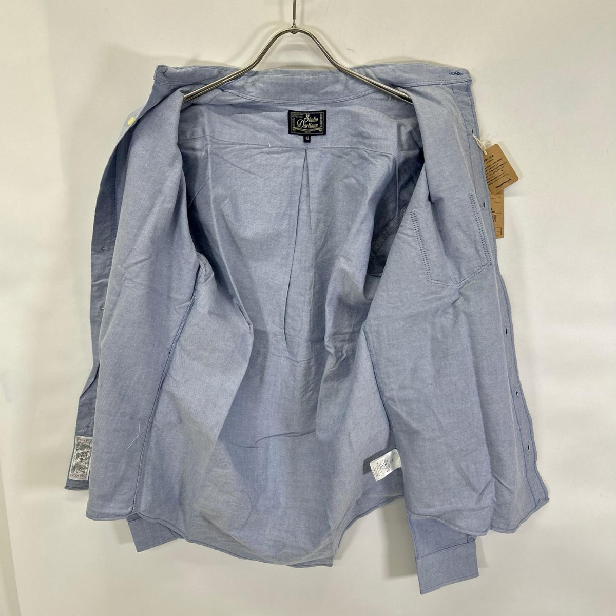STUDIO D'ARTISAN Blue Suvin Gold Long Sleeve Shirt Size 42
