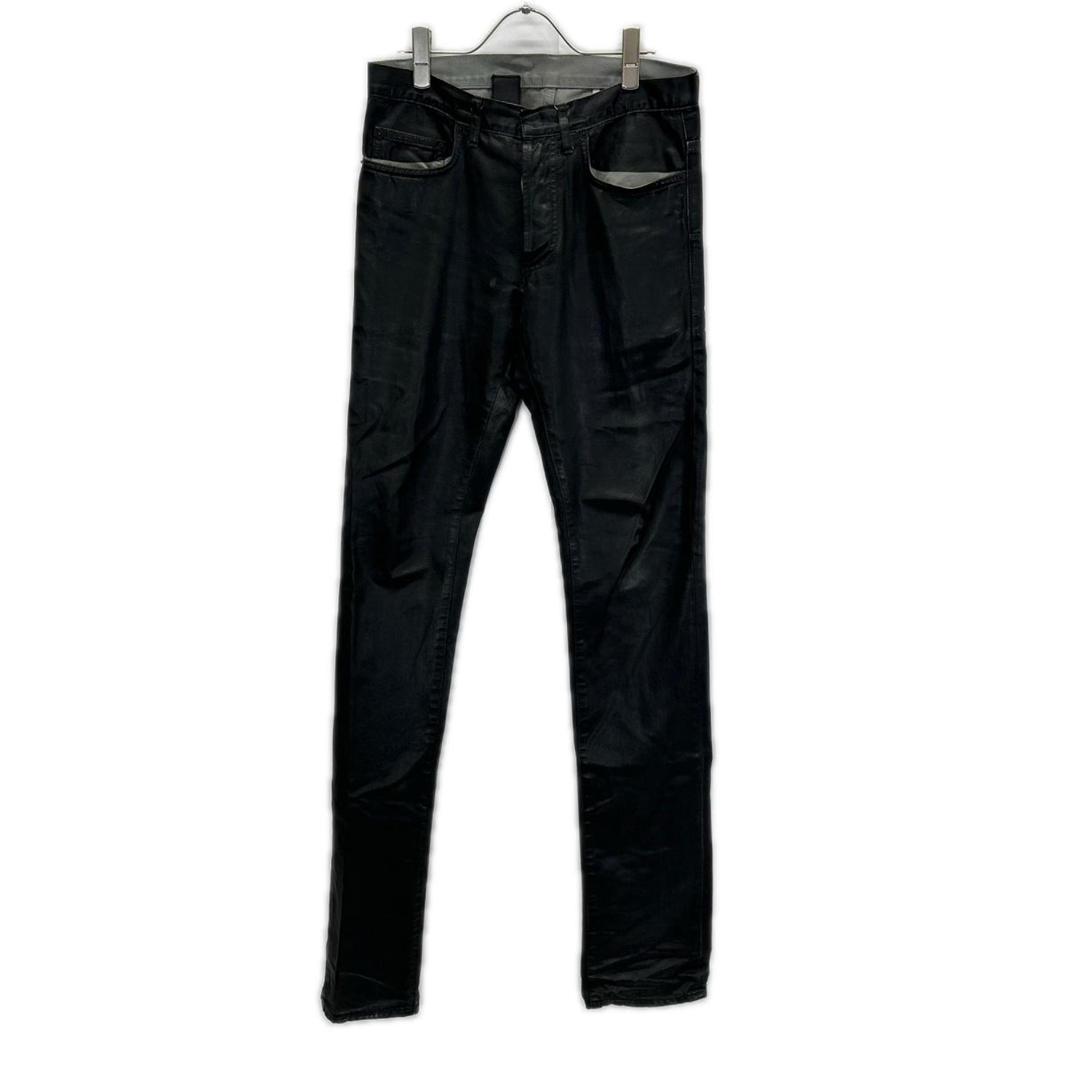 Dior HOMME Black Wax Coated Skinny Pants Cotton Size 29