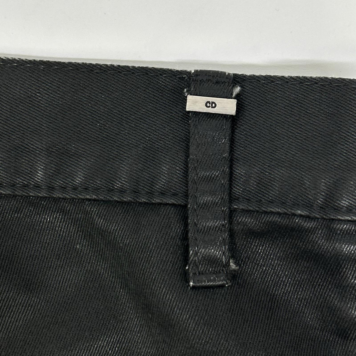 Dior HOMME Black Wax Coated Skinny Pants Cotton Size 29