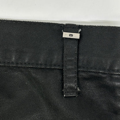 Dior HOMME Black Wax Coated Skinny Pants Cotton Size 29