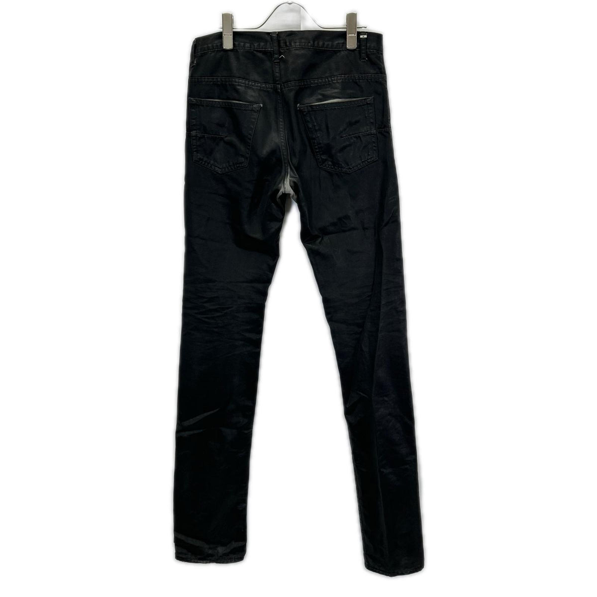 Dior HOMME Black Wax Coated Skinny Pants Cotton Size 29