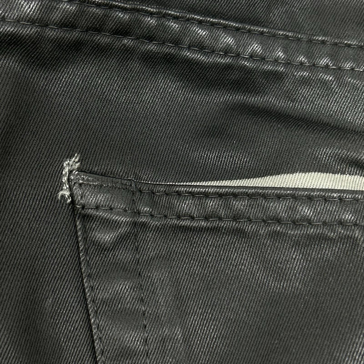 Dior HOMME Black Wax Coated Skinny Pants Cotton Size 29