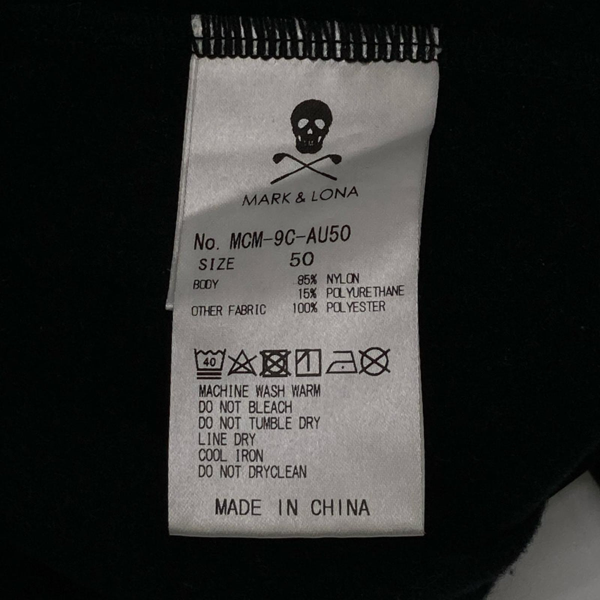MARK&LONA 19AW Black Half-Zip Jersey Long Sleeve Size 50