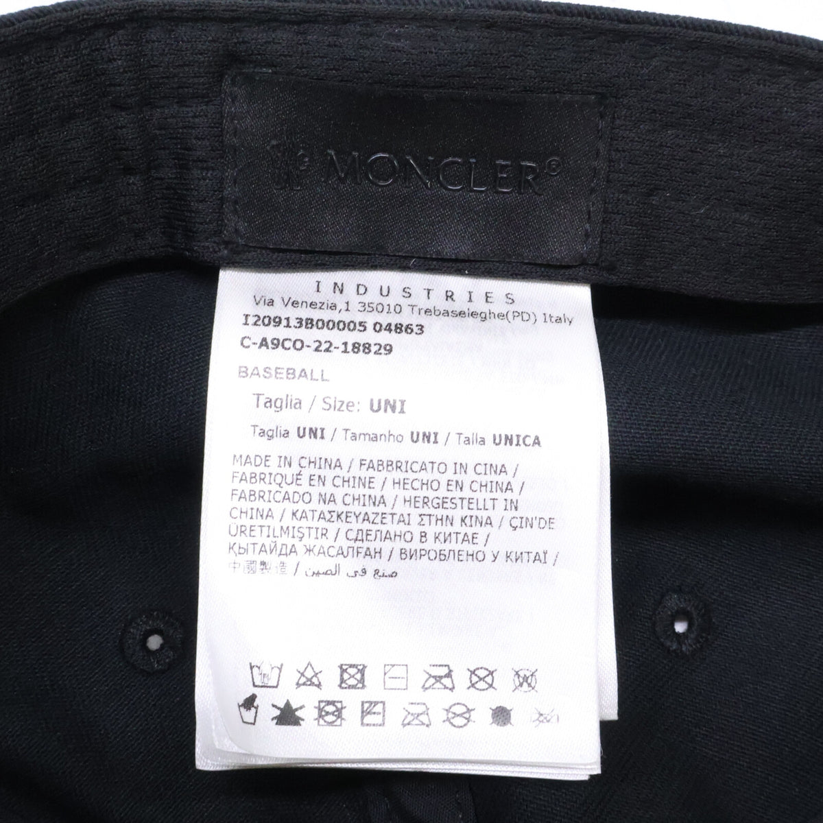 MONCLER Logo Print Cotton Baseball Cap Black