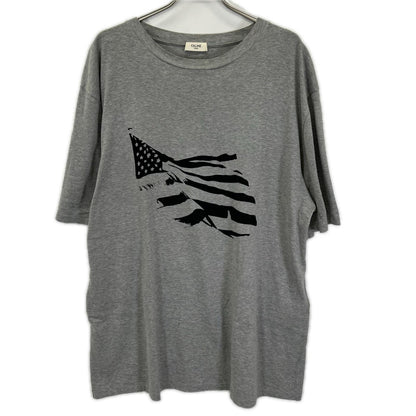 CELINE 22AW Stars & Stripes Oversized T-Shirt Gray Size S