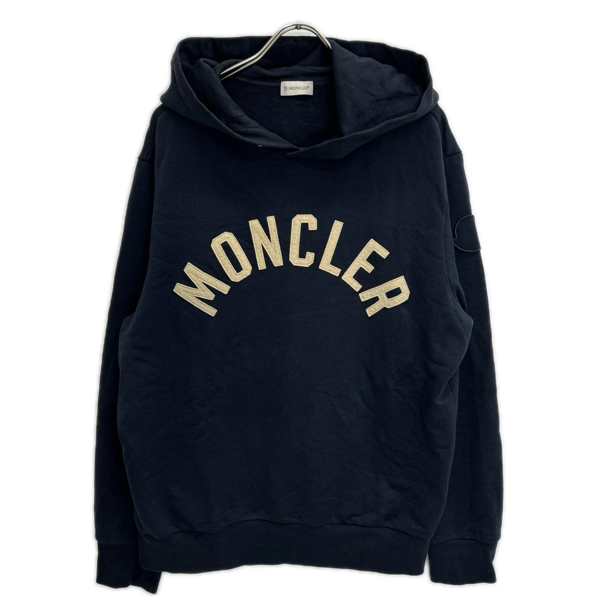 MONCLER 2020 Navy Logo Cotton Hoodie Size XS