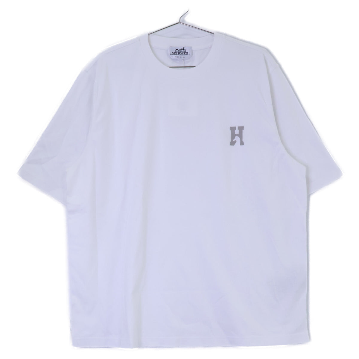 HERMES Mini Leather Patch H-Bal T-Shirt White Size M