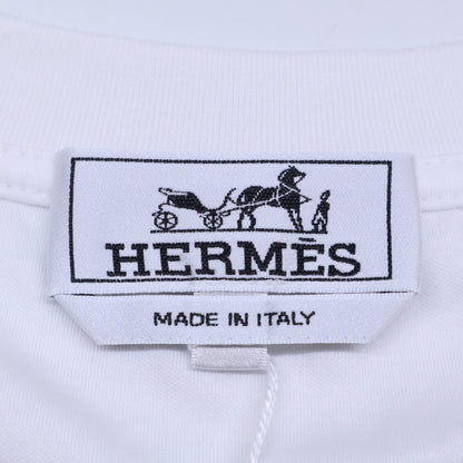 HERMES Mini Leather Patch H-Bal T-Shirt White Size M