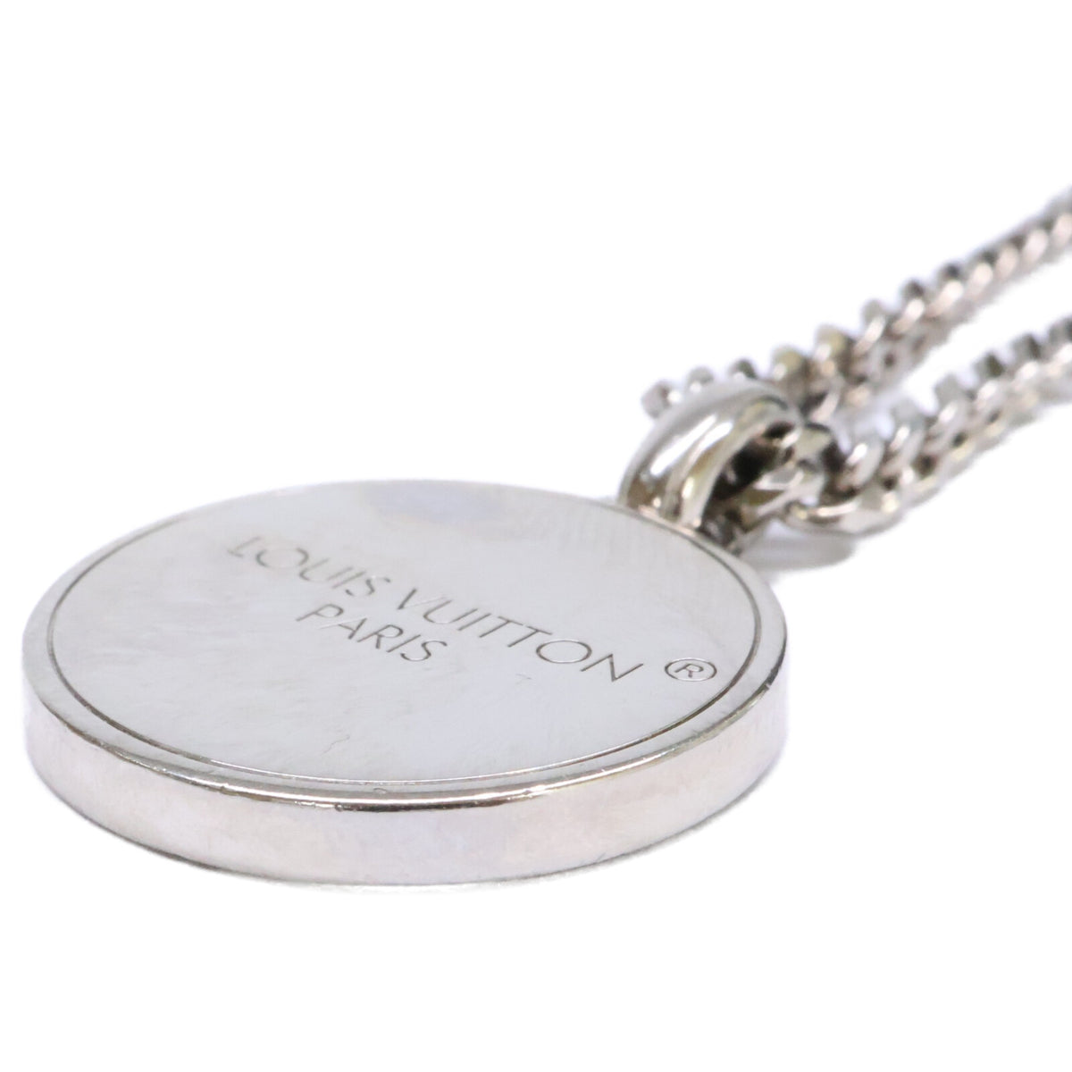 LOUIS VUITTON 25 Damier Staple Pendant Necklace Silver