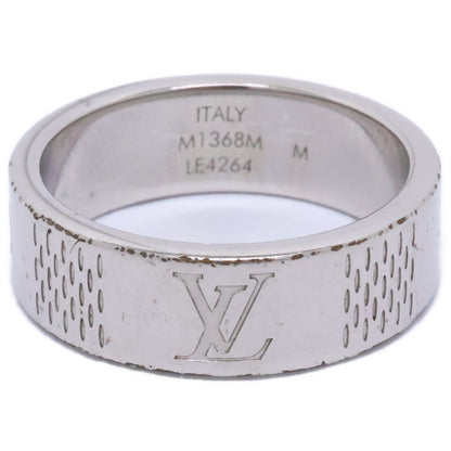LOUIS VUITTON Damier Staple Thin Ring Silver Size JP 20